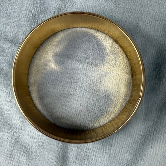 Vintage Gold-Tone & Green Enamel Slip on Bangle Bracelet Women Larger Size - Picture 10 of 16